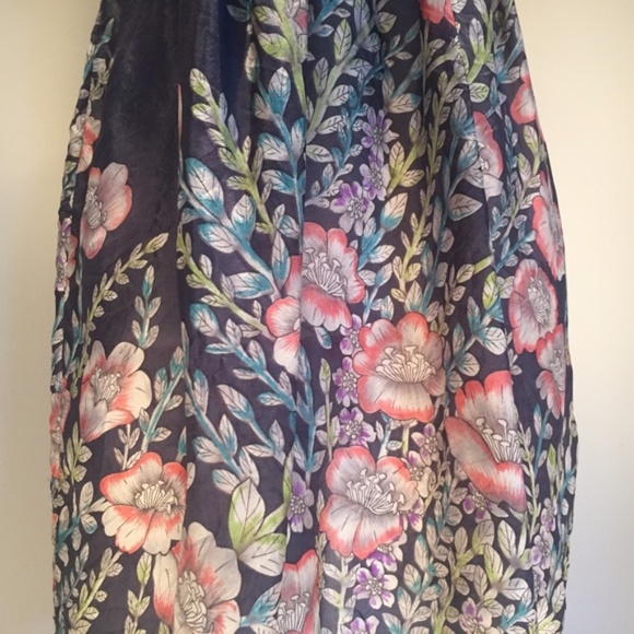 Johnny Was Dress 100% Silk Floral Mini Navy Blue XS - Picture 14 of 16